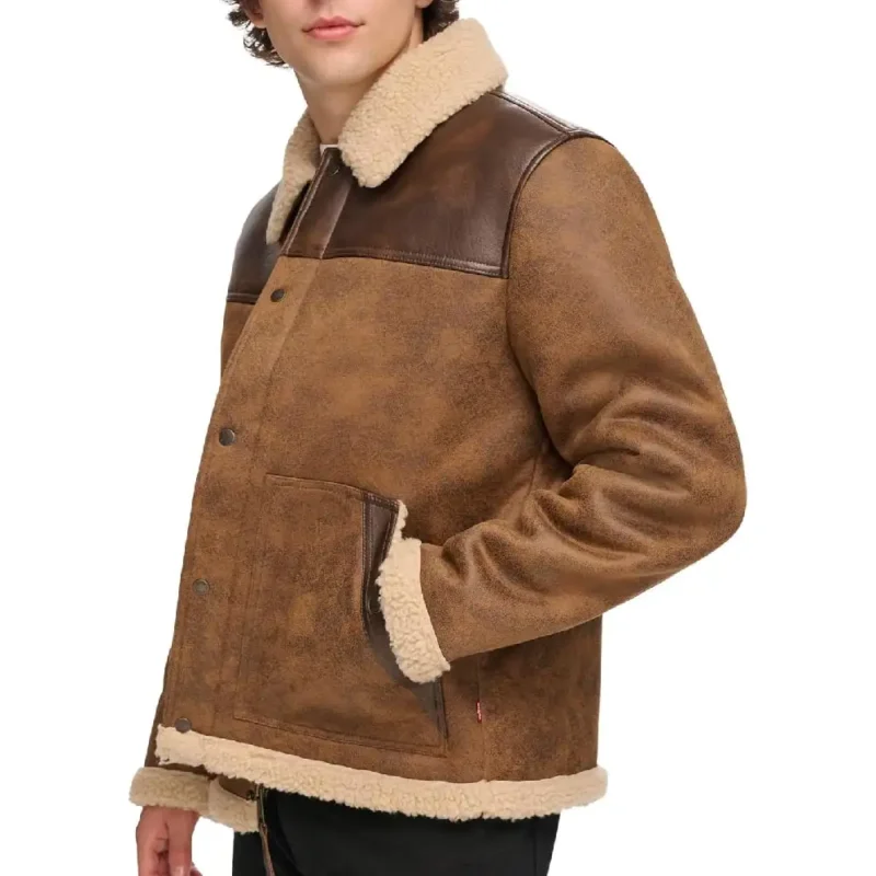 Men’s Brown Leather Shearling Jacket