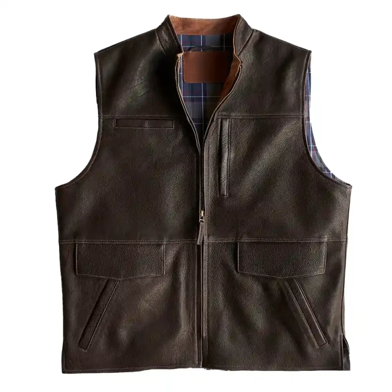 Mens Brown Leather Vest