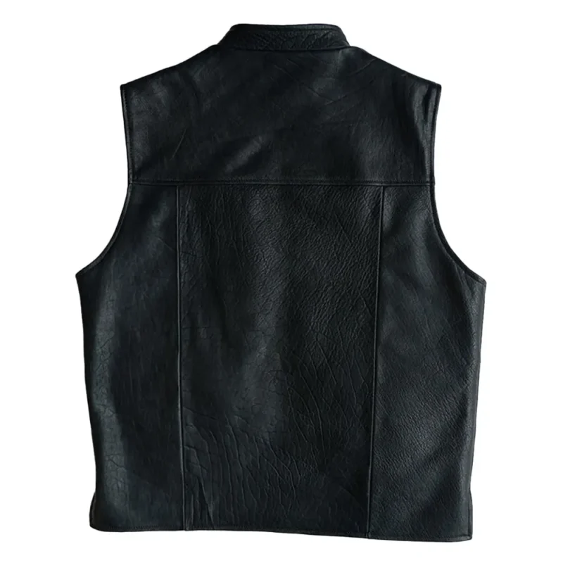 Mens Zipper Brown Leather Vest