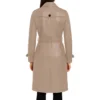 Beige Lambskin Leather Trench Coat for Women Back