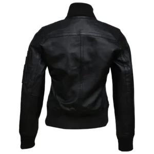 Black Bomber Jacket for Women Back