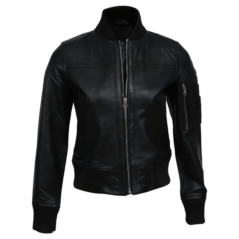 Black Bomber Jacket for Women