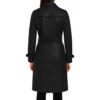 Black Lambskin Leather Trench Coat for Women Back