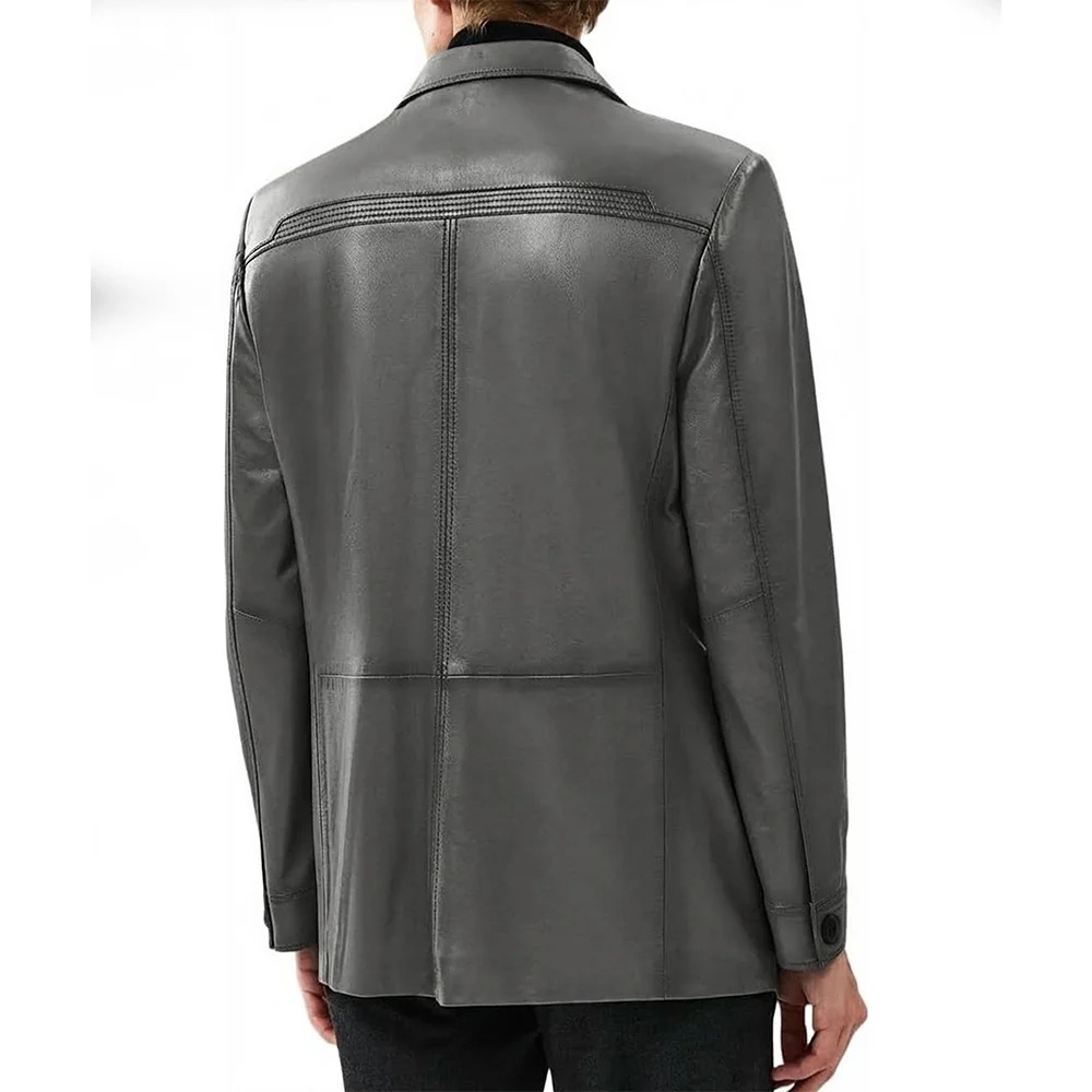 Kevin Men's Black Blazer Leather Jacket - Image 7