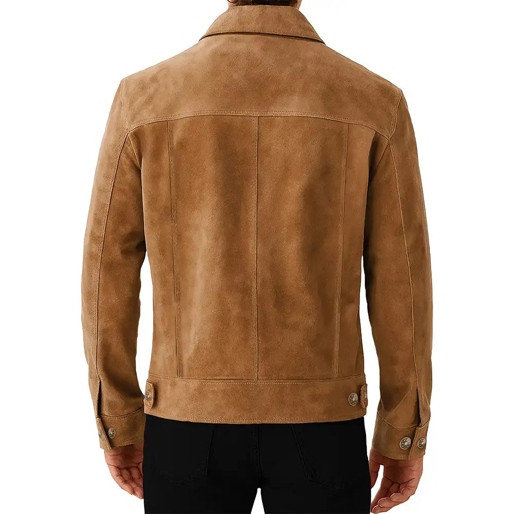 Buy Men’s Suede Real Tan Brown Trucker Style Jacket
