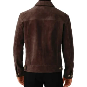 Buy Now Men’s Dark Brown Real Suede Trucker Style Jacket For Sale