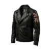 Buy UK Flag Biker Vintage Distressed Brown Leather Jacket For Men