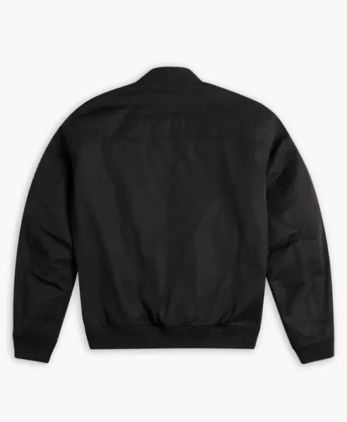 Union Black Bomber Leather Jacket - Image 2