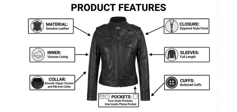 Cafe Racer Real Leather Jacket info