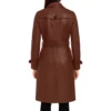 Cognac Lambskin Leather Trench Coat for Women Back