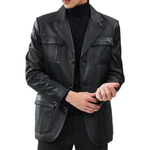 Kevin Men's Black Blazer Leather Jacket