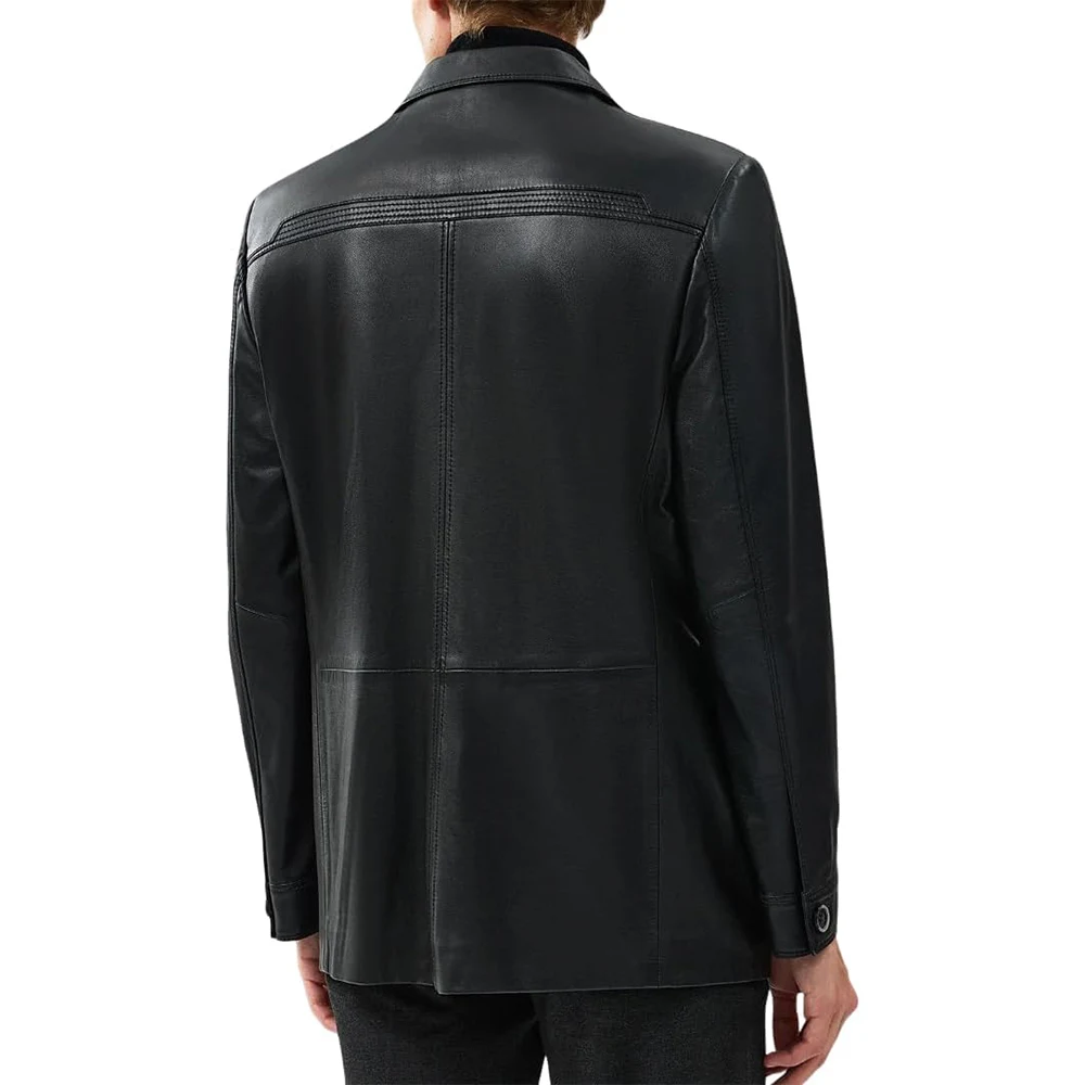 Kevin Men's Black Blazer Leather Jacket - Image 2