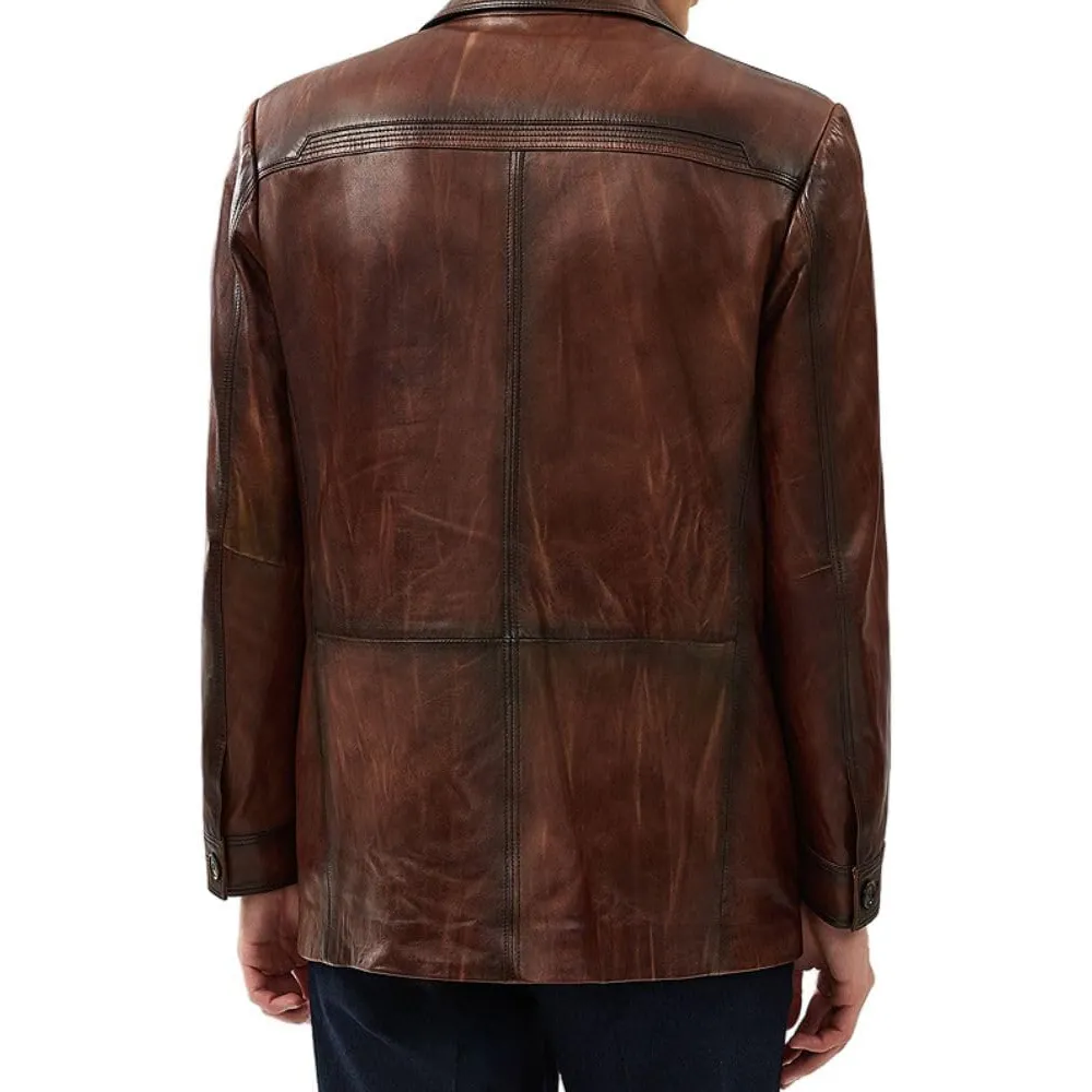 Kevin Men's Black Blazer Leather Jacket - Image 12