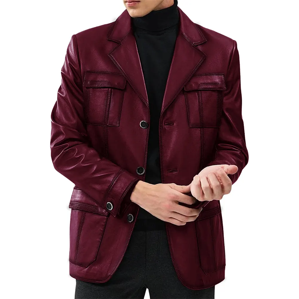 Kevin Men's Black Blazer Leather Jacket - Image 8