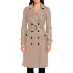Lambskin Leather Trench Coat for Women