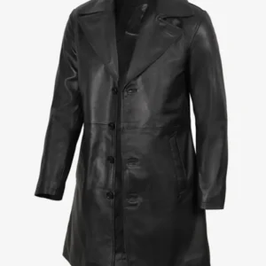 Men’s 3 4 Length Black Lambskin Real Leather Coat