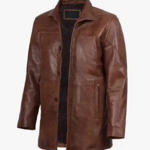 Men’s Brown Genuine Leather Car Coat