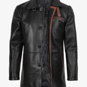 Men’s Real Leather 3/4 Length Black Coat