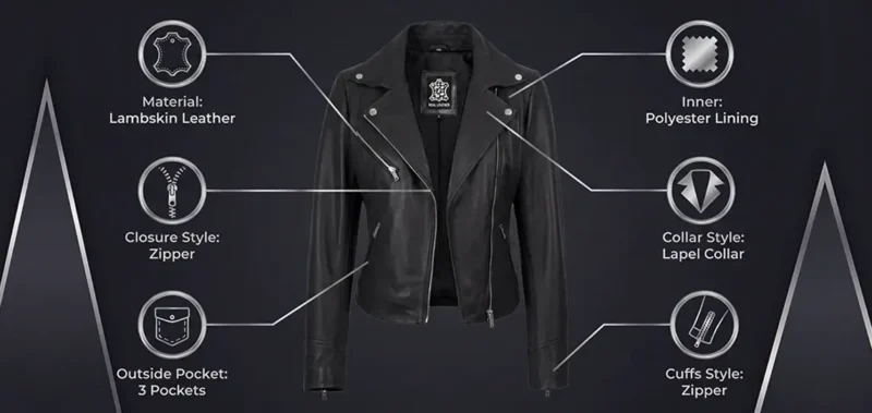 Ninfa Womens Real Leather Jacket info