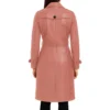 Pink Lambskin Leather Trench Coat for Women Back