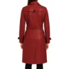 Red Lambskin Leather Trench Coat for Women Back