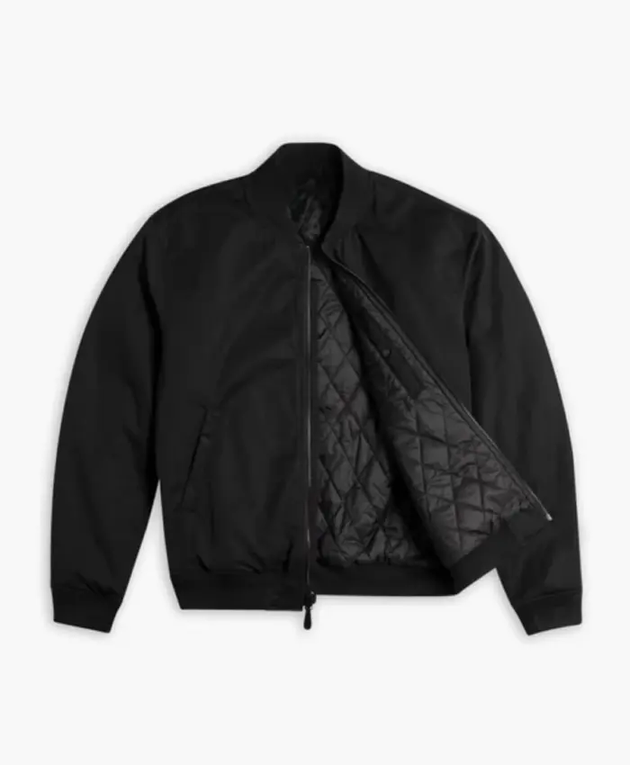 Union Black Bomber Leather Jacket - Image 3