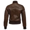 Women’s Brown Bomber Jacket Back