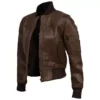 Women’s Brown Bomber Jacket Pocket