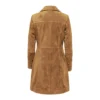 Women’s Brown Suede Coat Length Button Down For Sale