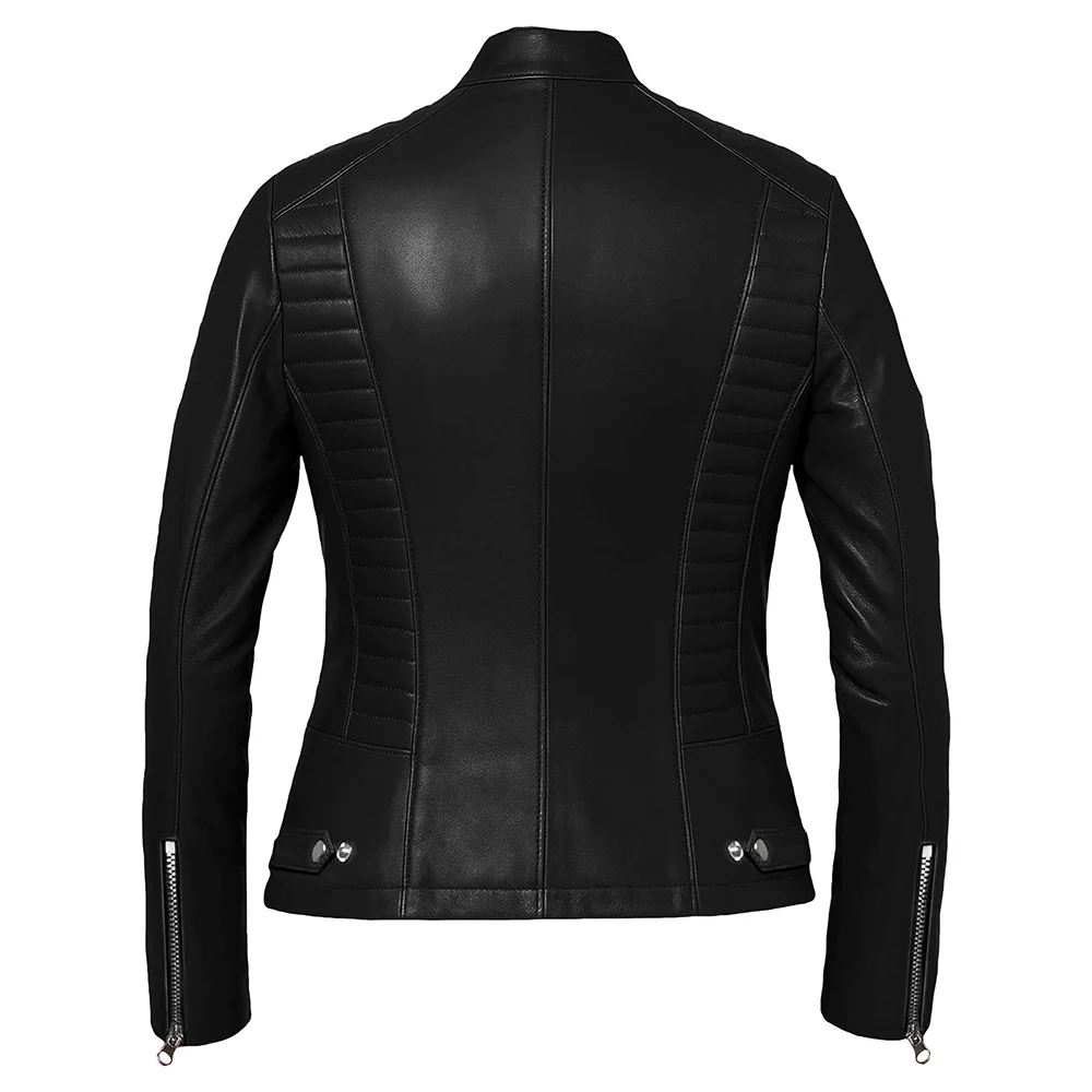 Women's Cafe Racer Leather Jacket - Image 5