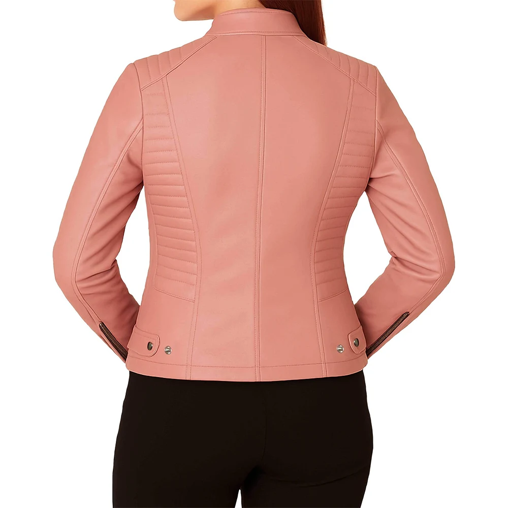 Women's Cafe Racer Leather Jacket - Image 9