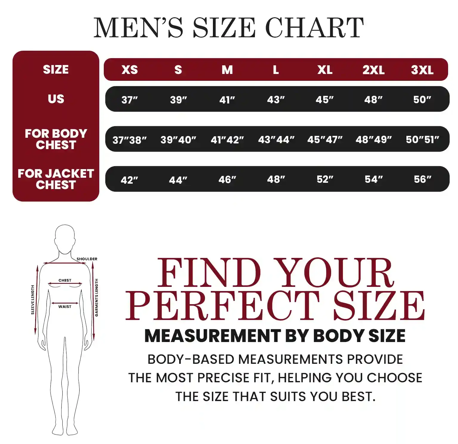 men size chart